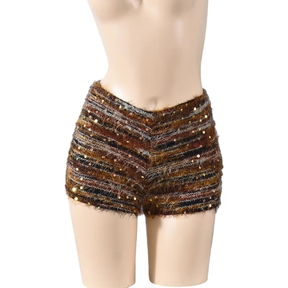 FAGADOER شتاء جديد موضة الترتر المرقعة Bodycon السراويل النساء كتلة اللون قطاع مرونة السراويل الإناث الشارع الشهير قيعان #5