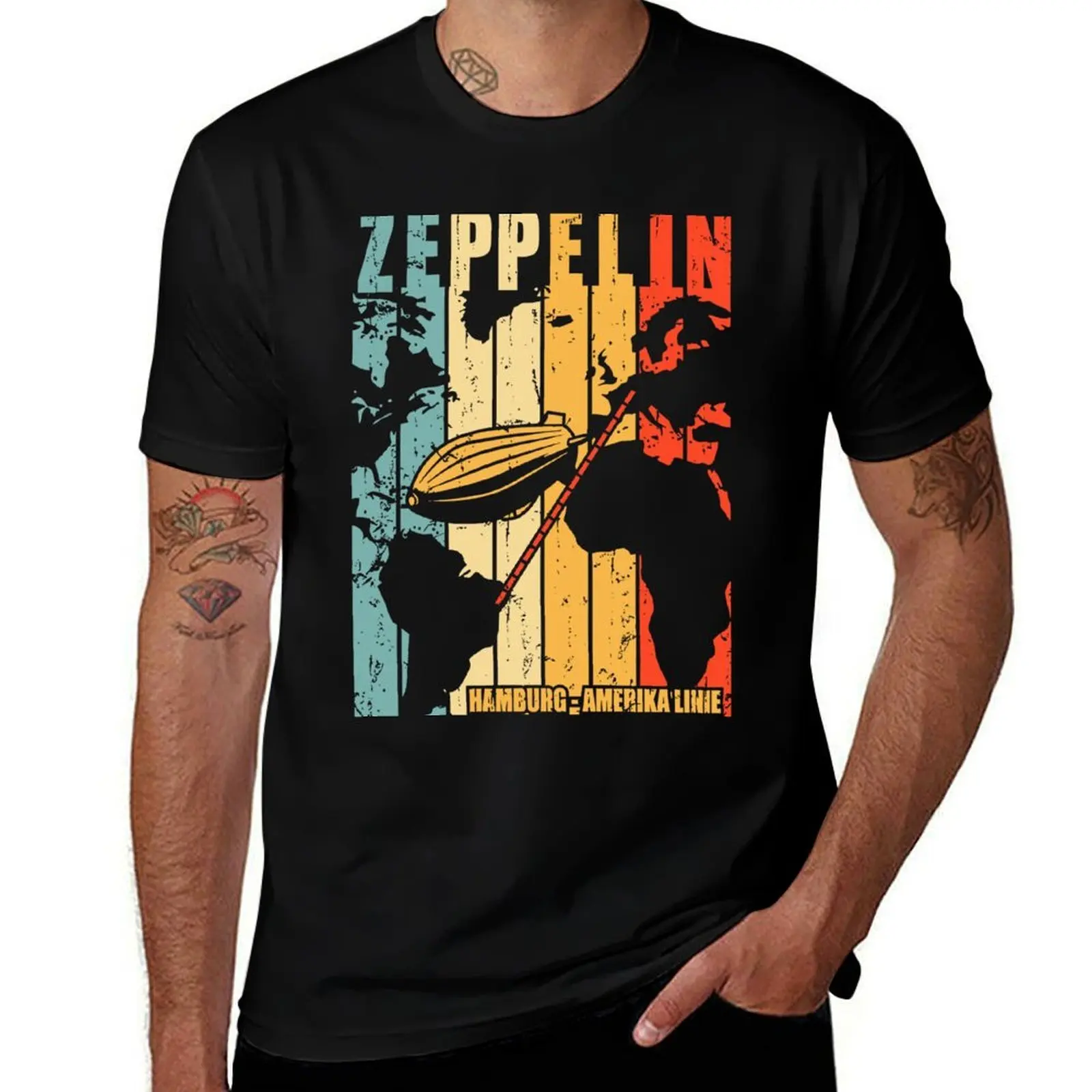 Zeppelin Vintage Posters and Art T-Shirt Breathable Mesh Panel T-Shirt