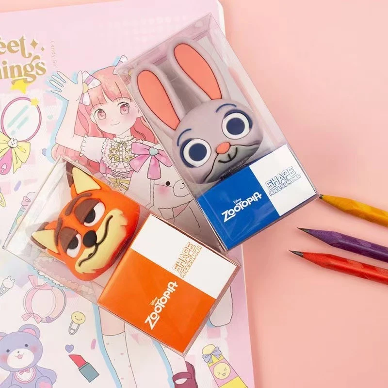 2PCS Zootopia Pencil Sharpener Judy Nick Cartoon Cute Figure Student Pencil Sharpener Learning Supplies Prize Gift
