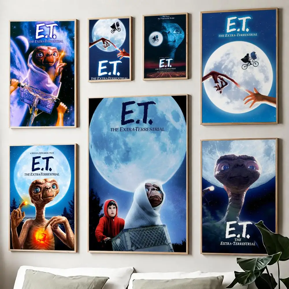 Movie E.T. the Extra-Terrestrial 80s Retro Poster Fancy Poster American Film Mural Home Childrens Room Wall Decor Print