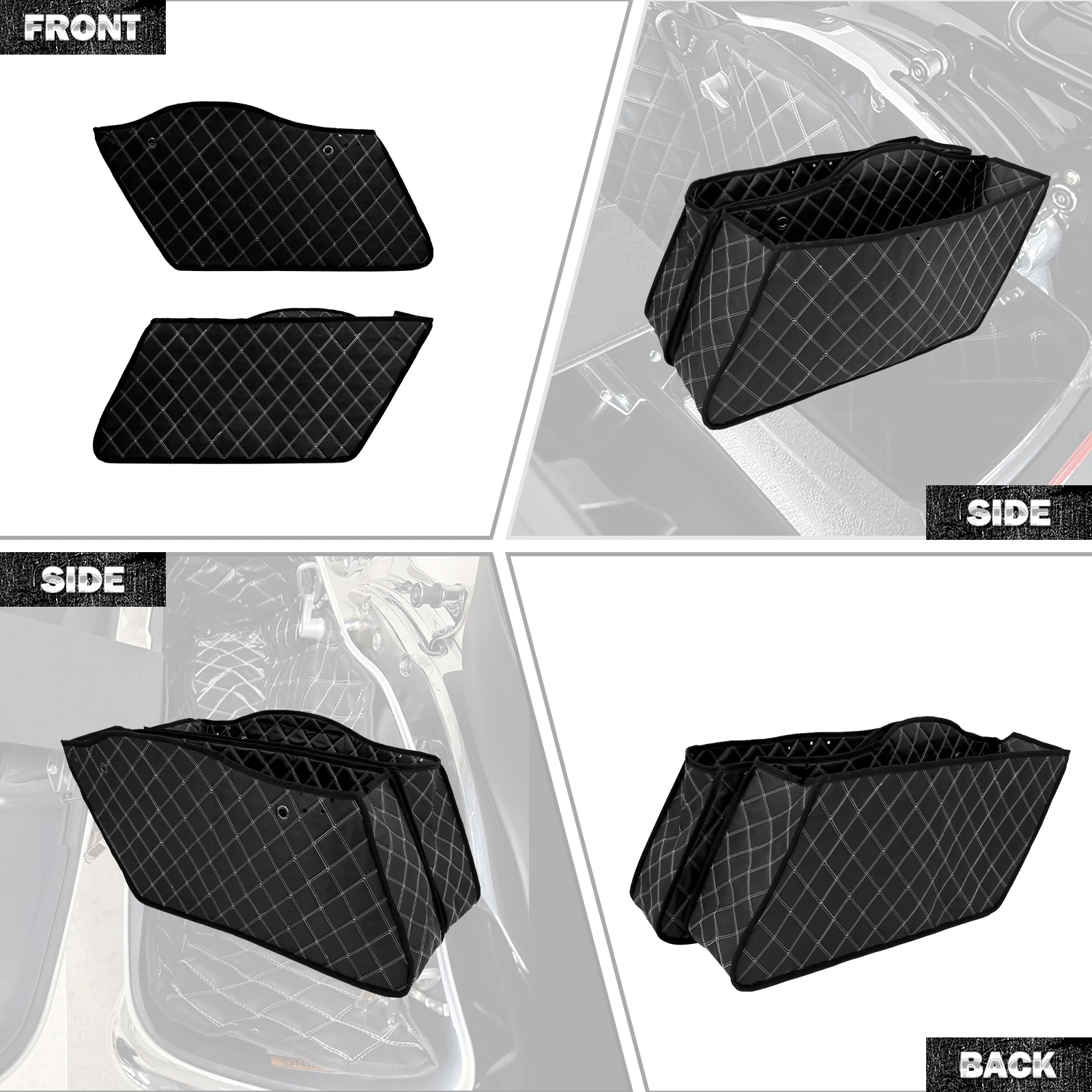 Motorcycle Saddlebag Insert Carpet Liner 2PCS Extended Bags For Harley Touring Road Electra Street Glide FLHT Road King1993-2013