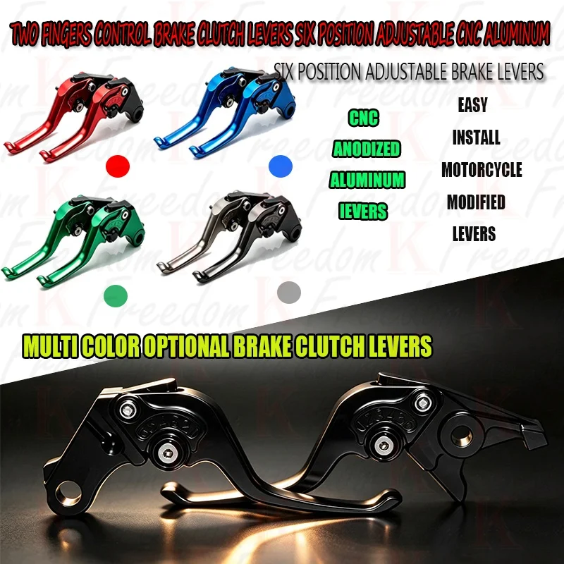 For MT‑09 FZ09 2014‑2020 Motorcycle Two Finger Short Adjustable Brake Clutch Levers CNC Aluminum Anti‑Slip Modification Replacem