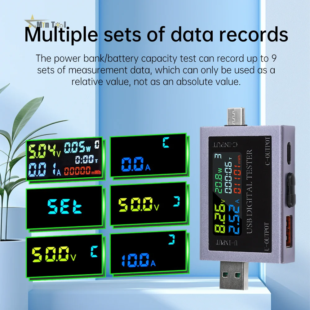 DC 4.5~50V 0-8A Type-C USB Tester Digital Voltmeter Amperimetro Current Voltage Meter Volt Ammeter Detector Power Bank Charger ﻿