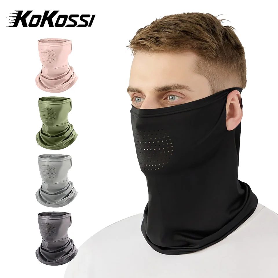

KoKossi Summer Breathable Cool Ice Silk Mask Sun Protection Bandana Mountain Bib Face Mask Scarf Cycling Hiking Face Cover