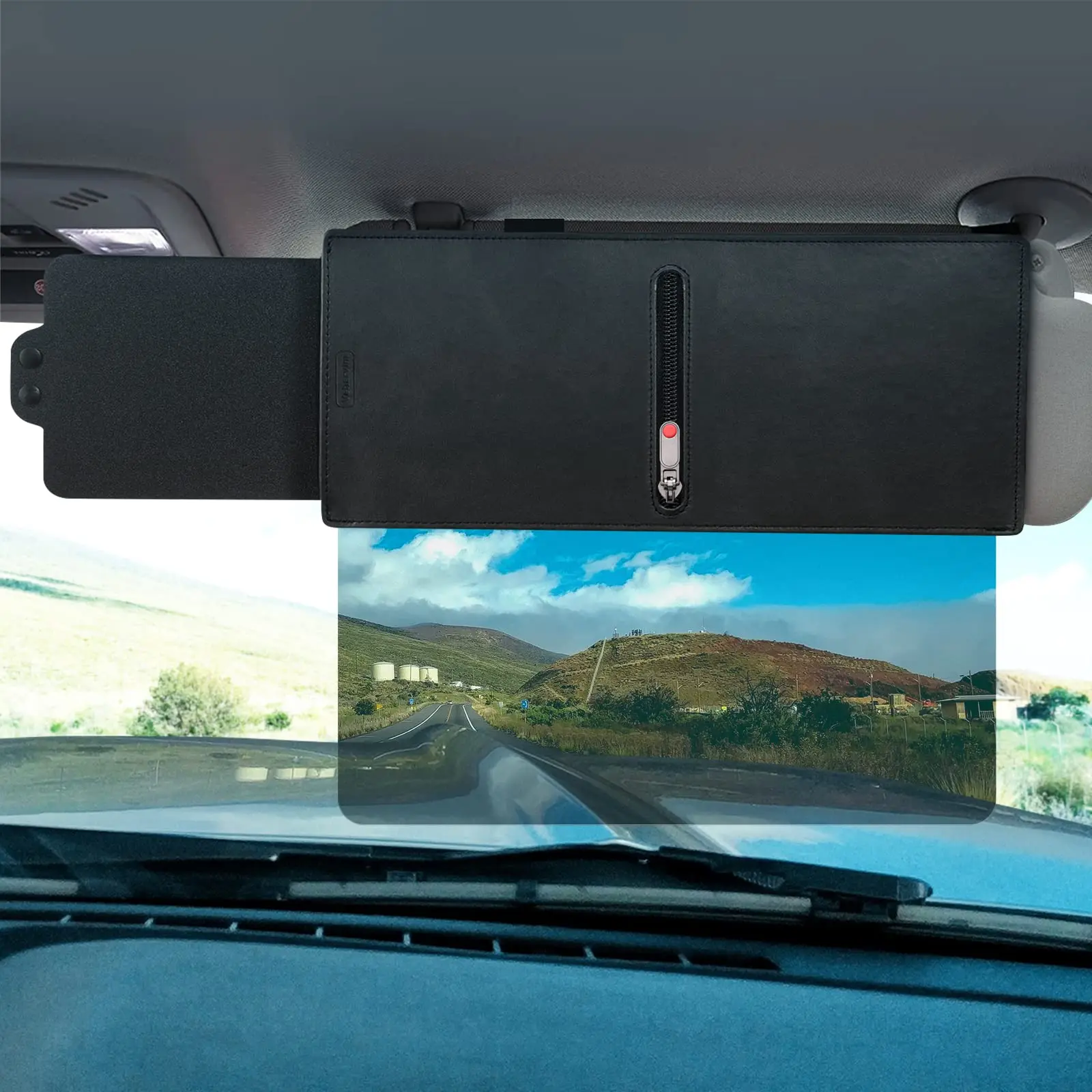 Polarized Sun Visor for Car ,  Car Sun Visor Extension with PC Lens and Side Sunshade,Anti-Glare Car Visor for Safe Driving