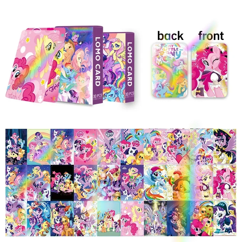 

30Pcs My Little Pony Laser Flash Card Anime Card Children's Educational Toys Collect Commemorative Cards Kids Birthday Gifts