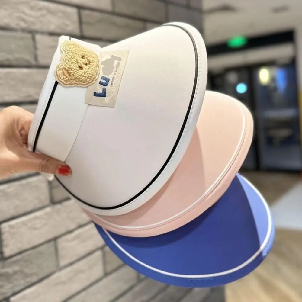 Soft Shading Hat Bear Empty Top Hat Anti-UV Sun Hat Korean Style Cartoon Sunshade Hat No Top Beach Hat Children's Visor Hat Baby