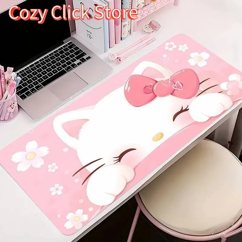 Niedliche Schreibtischunterlage Anime Kawaii Mauspad Laptop Großes Gummi-Mauspad Rosa Tastatur Büro Schrank Mausmatten für Mädchen