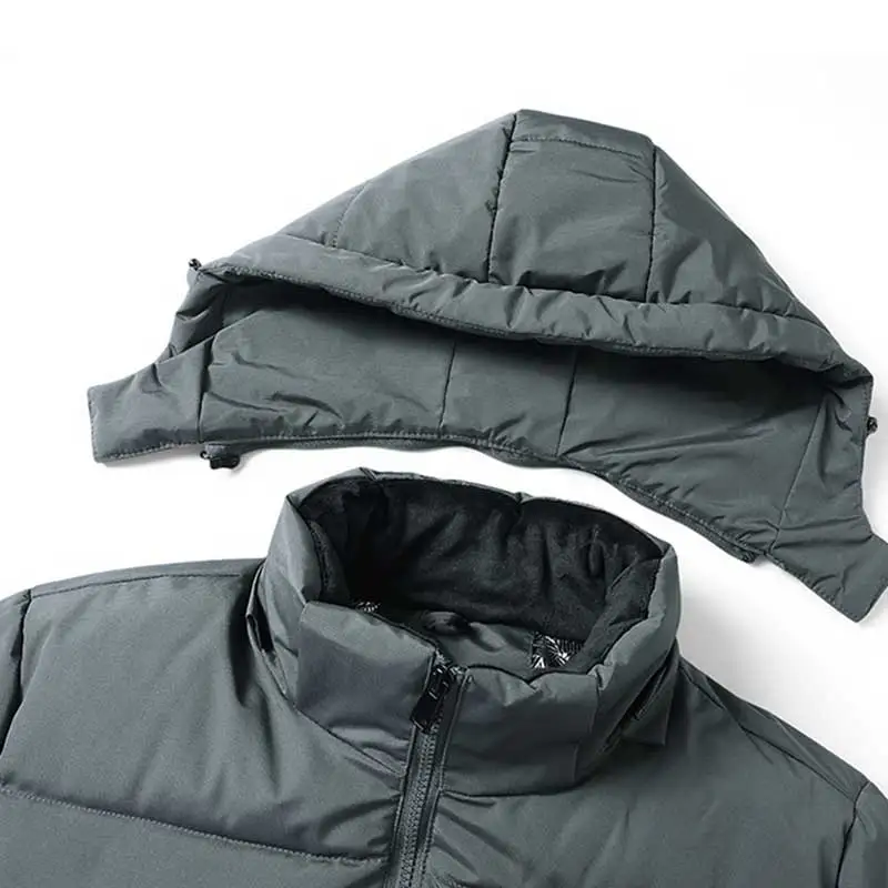 Parka longue en graphène pour homme, avec capuche amovible, coupe-vent, de haute qualité, à la mode, hiver