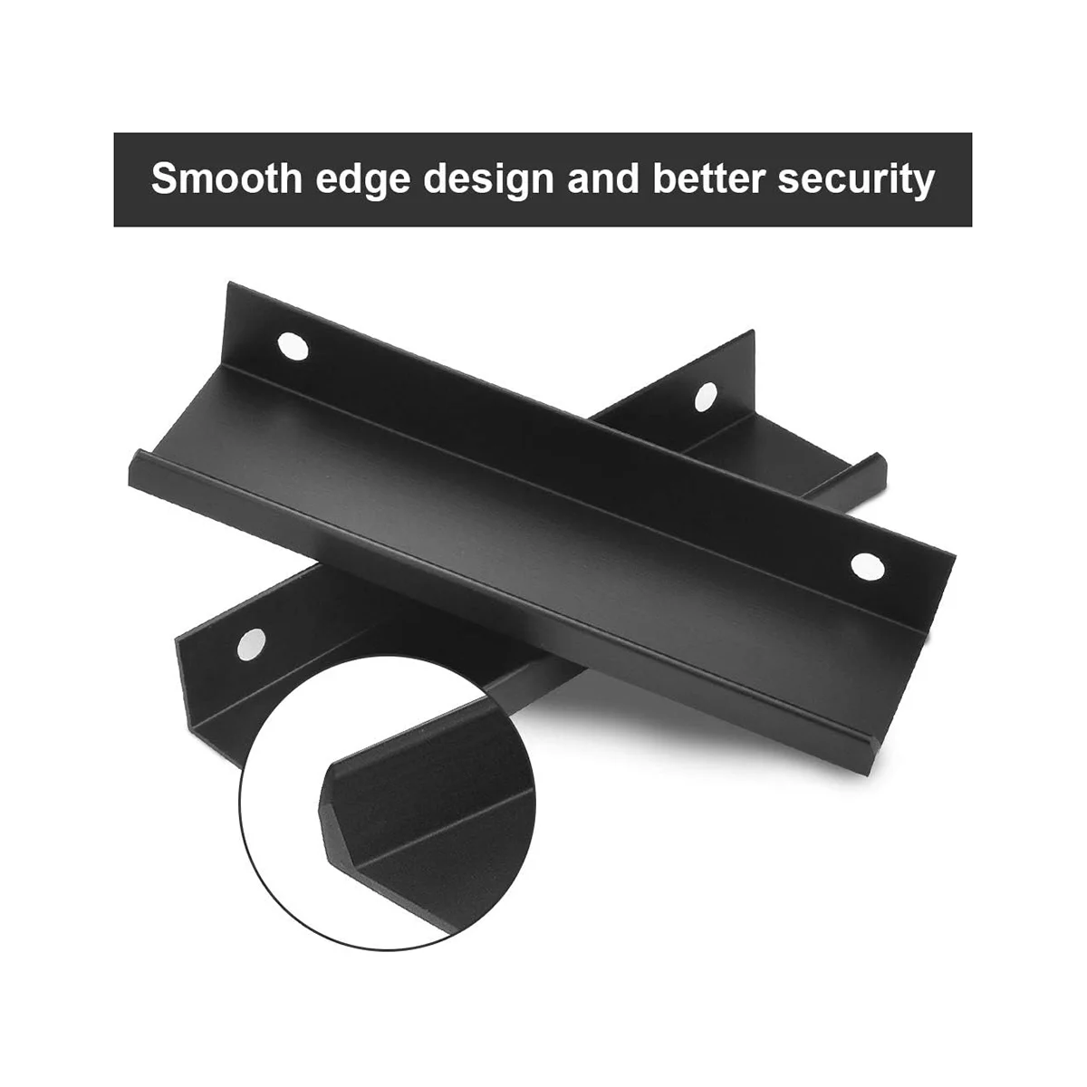 4 PCS Finger Edge Pull Silver Concealed Handle Modern Style Curved Drawer Handle Aluminum Alloy Invisible Handle Black