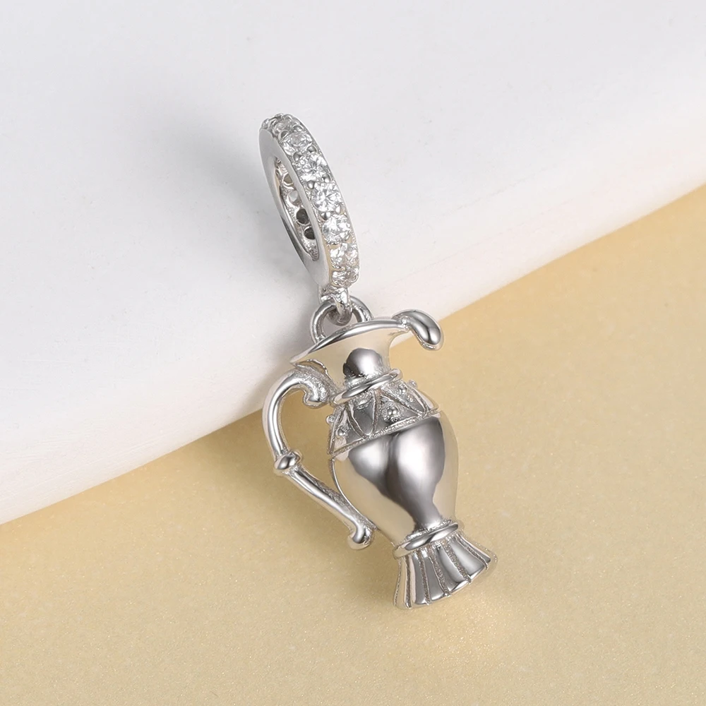 925 Sterling Silver Jewish Wine Glass Beads Charms Fit Original European Bracelets Religious Jewelry for Women Friends Gifts