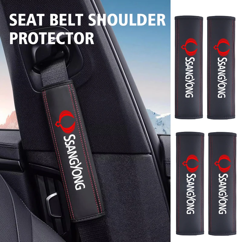 Funda para cinturón de seguridad de coche, hombrera de seguridad ajustable, accesorios para SsangYong Rexton Kyron Torres 2024 2023 evx 2012 Actyon