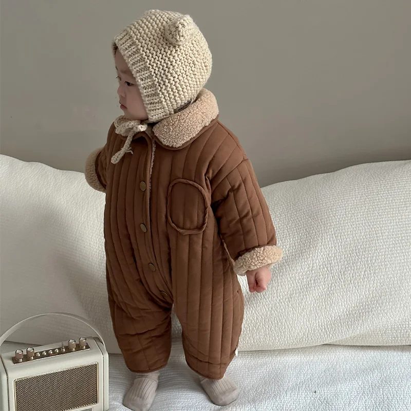 Double Sided Baby Winter Romper Plush One-Piece Clothes Kids Jumpsuit for Boys Girls Korean Toddler Infant Outfit 0-24M