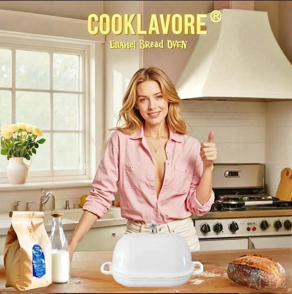 Cast Iron Dutch Oven,6 QT Bread Oven,Thick Enameled Loaf Pan with Lid,Bread Pans for Homemade Bread,14.5"Dutch Oven for Bread Ba