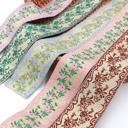 10 Yards 3.5CM Vintage Floral Jacquard Emotional Woven Ribbon, Boho Persian Tape,5 Colors Available