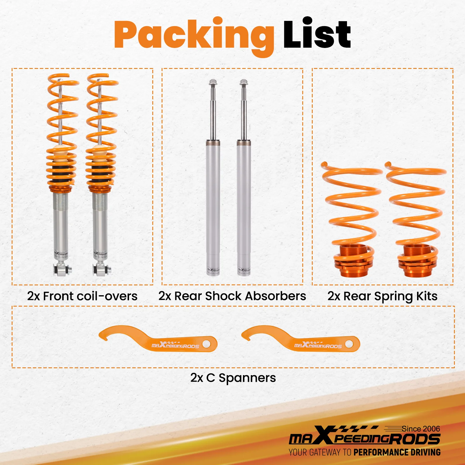 Image 6: Amortisseurs de suspension Maxpeedingrods pour BMW E34 89-95 525 530 535 540 55mm