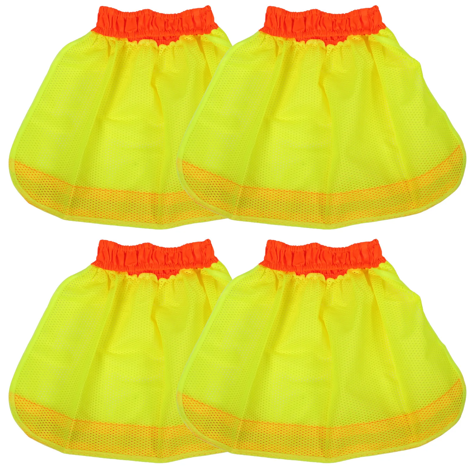 

4Pcs Reflective Sun Shade Neon Orange Mesh Breathable Full Brim Hard Hat Sunshade Cloth High Visibility Outdoor Neck Sun