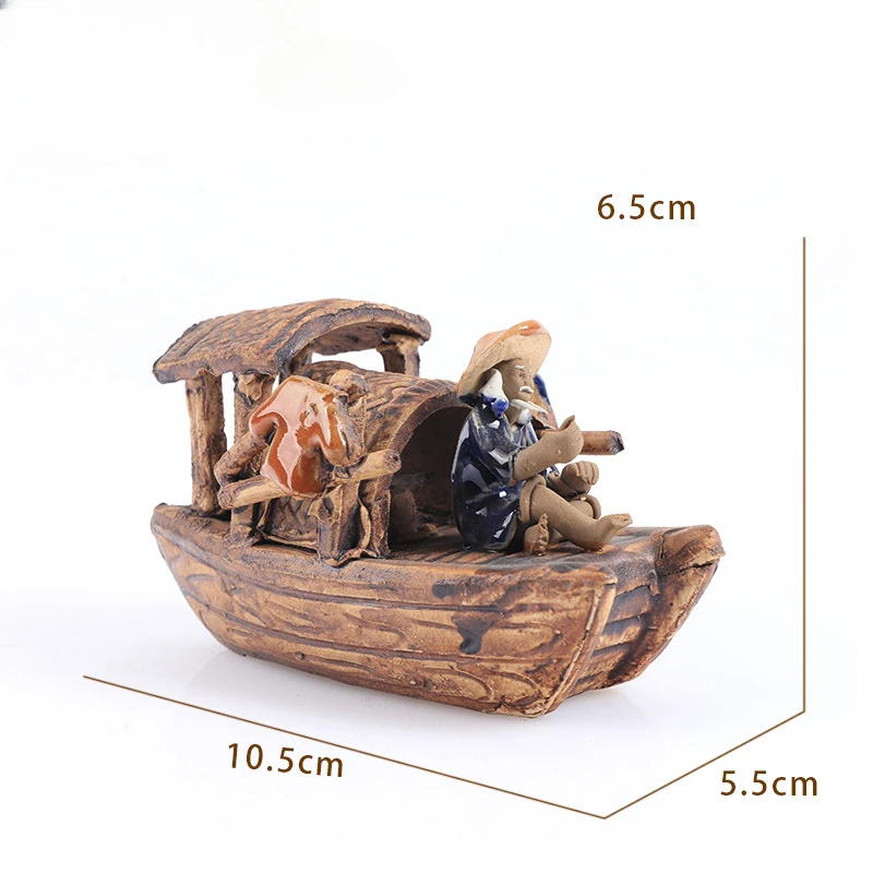 1 pc Ceramic handicraft boat fish tank landscape decoration small ornaments for fish tank