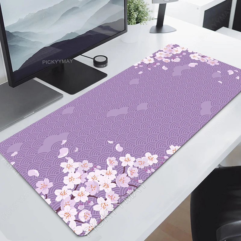 Grande Green Gaming Mouse Pad, Computador Mousepad, Tapete de teclado grande, Gamer Mouse Pads, Estética Desk Mats, 100x50cm, Sakura