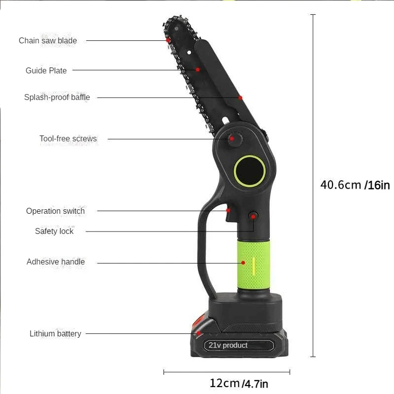 35mm electric pruning scissors+6-inch electric chain saw set, cordless pruning scissors, compatible with (Makita) batteries