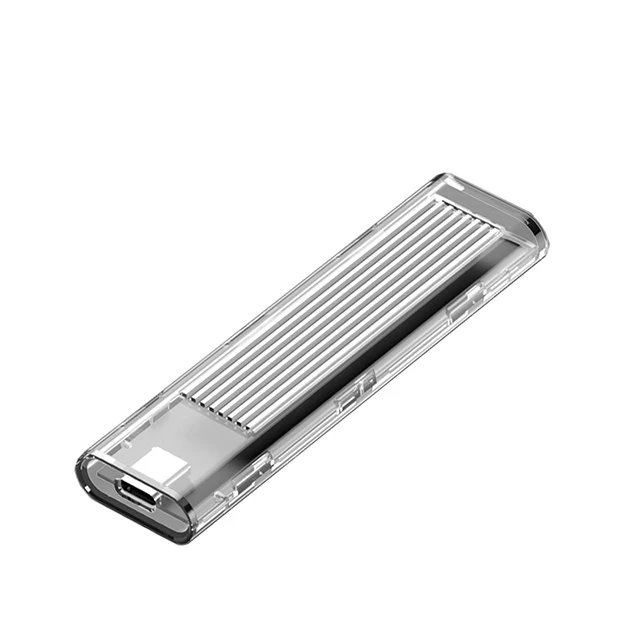 Very Hot Sale Portable Transparent Plastic USB3.1 Type-C NVMe M.2 SSD Enclosure 10Gbps