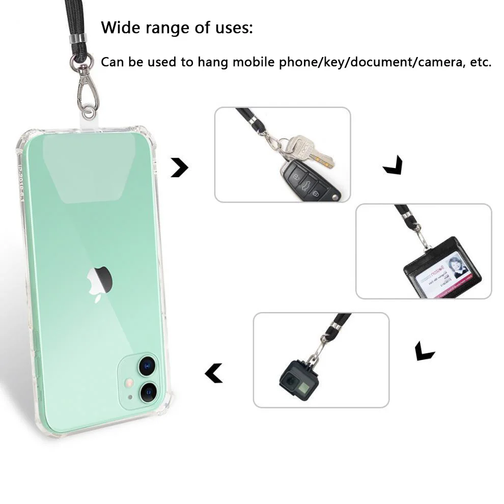 Universal Colorful Phone Lanyard Metal Anti Lost Phone Strap Adjustable Detachable Neck Cord Safety Tether Keychain Chain Rope