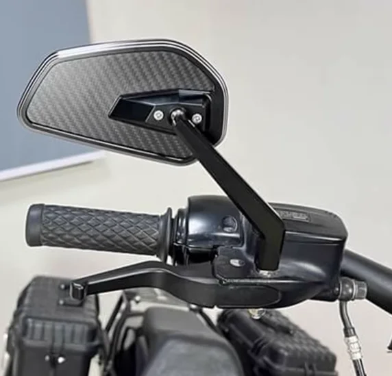 Carbon Fiber Colorful Reflective Rearview Mirrors, Universal Fit Cruiser Bikes