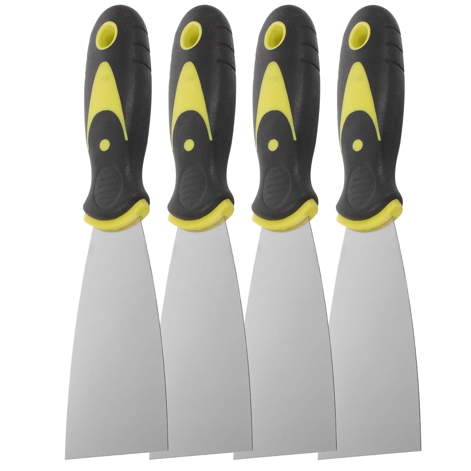 4Pcs Dual Color Handle Stainless Steel Spatula Set for Wallpaper Decals Removal and Patch Repair Work Metal Scraper