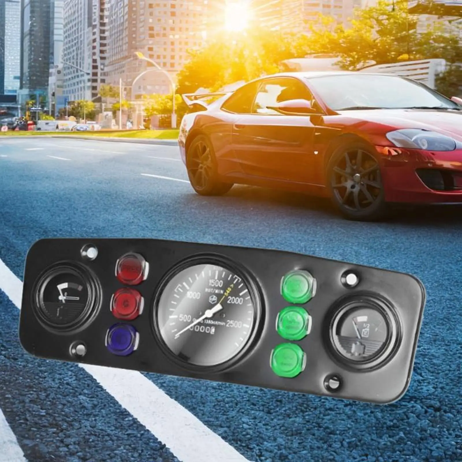 

3 in 1 Kit Instrument Panel Triple Gauge Kit Multifunction with Work Light Car Meter Auto Gauge for Truck Marine Tractor