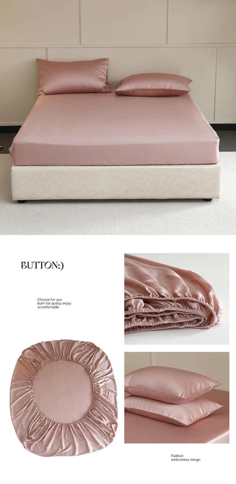 Mulberry Silk Fitted Sheet with Elastic Bands 23 Momme Pure Silk Mattress Covers for Single Double King Queen Bed Luxury Sheets