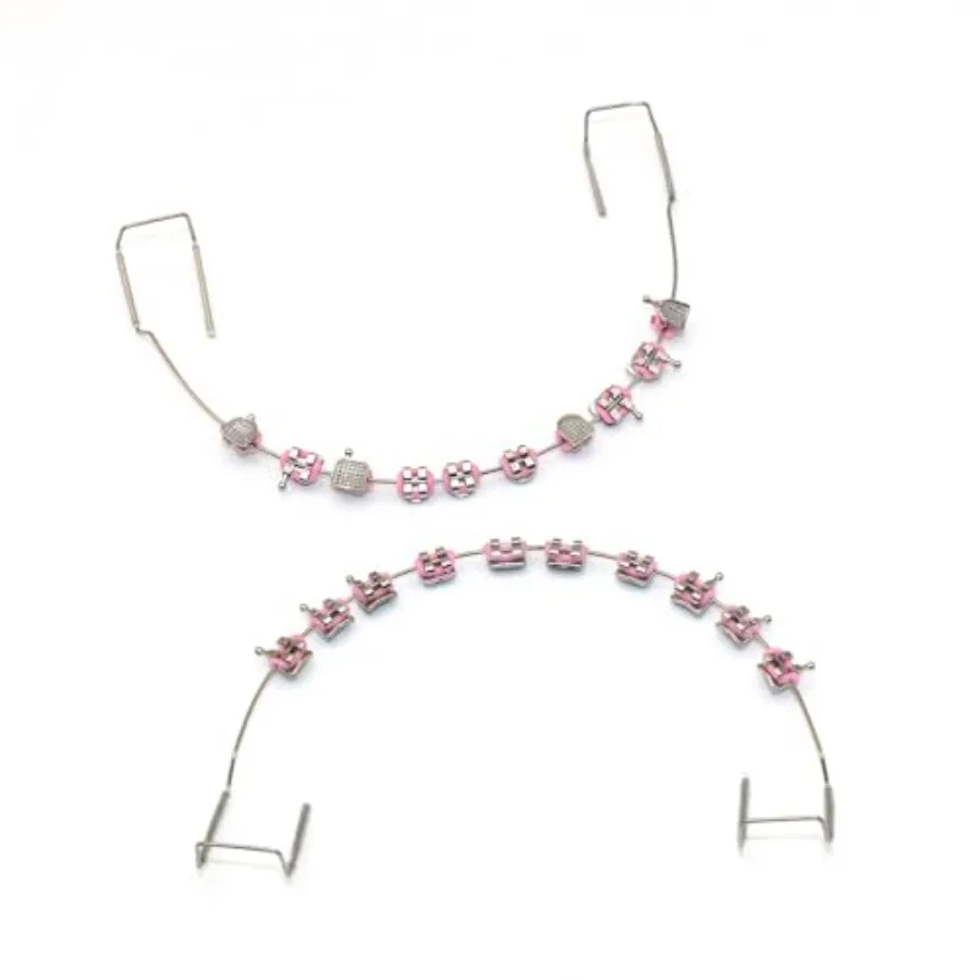 

1 Pack Temporary dental decorations with metal wires, metal brackets and orthodontic ligatures, props for orthodontists to expl