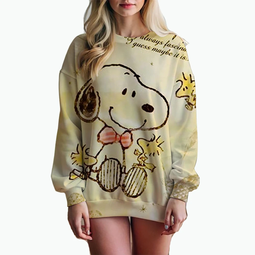 Autumn Winter Women\'s Snoopy print Pullovers Female Cartoon Long Sleeve Tops Women\'s O-neck Casual Sweatshirt