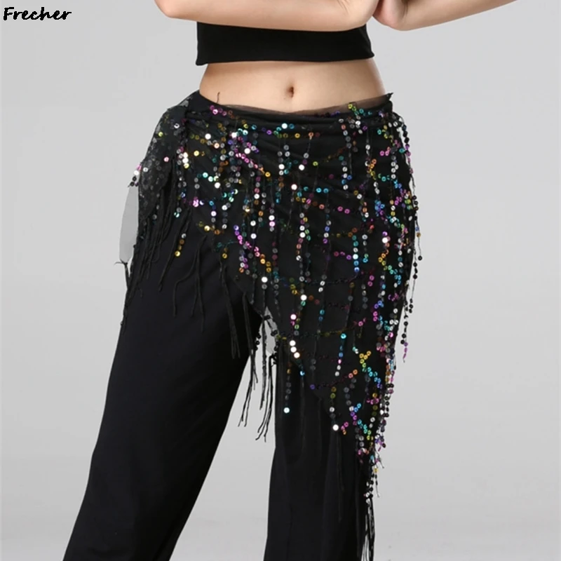 Belly Dance Dress with Golden Coins Latin Dancing Performance Skirts Women Sexy Dancewear Indian Practice Sequins Skirt Net