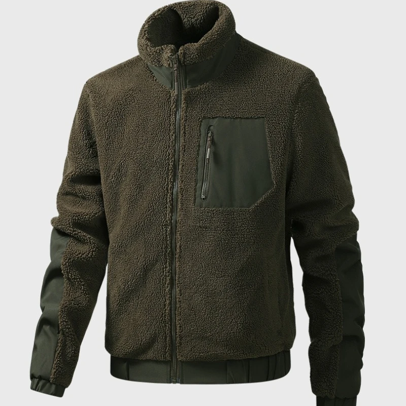 

Men's Polar Fleece Jacket Autumn Winter Stand Collar Casual Cardigan Men Outdoor Lamb Velvet Jackets Thick Outerwear Overcoat
