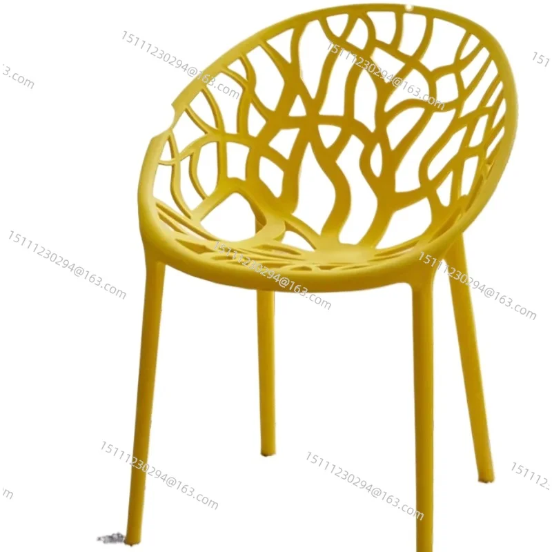 

Balcony Casual Home Hollow Plastic Stool Backrest Modern Simple Premium Dining Table and Chair Outdoor Internet celebrity