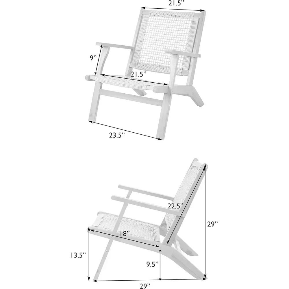 Natürlicher Fleck im Freien Stuhl Akazien holz konstruktion hand gewebter Sitz bequemer Liege sessel Terrasse Garten Hinterhof Deck