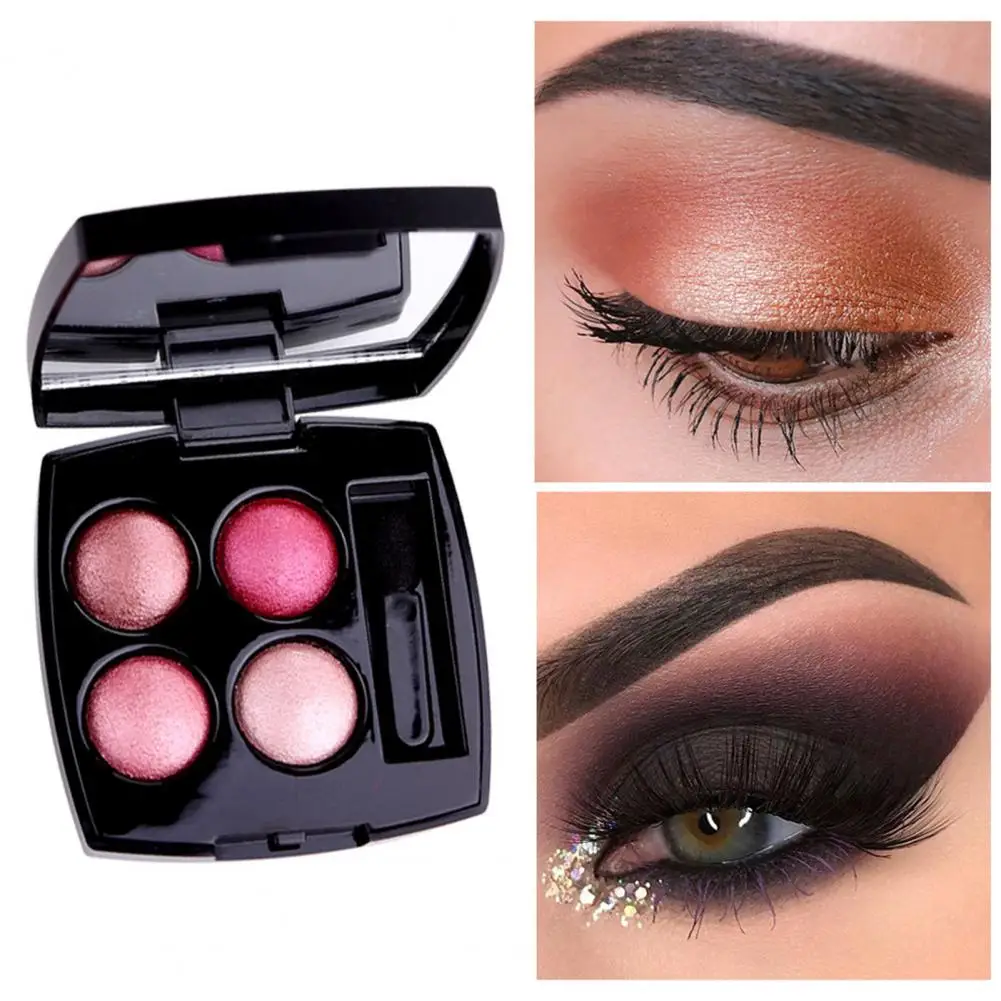 Multicolor Beautiful Pearlescent 4 Colors Eye Shadow Plate Portable Cosmetic Eyeshadow Palette Universal for Girl