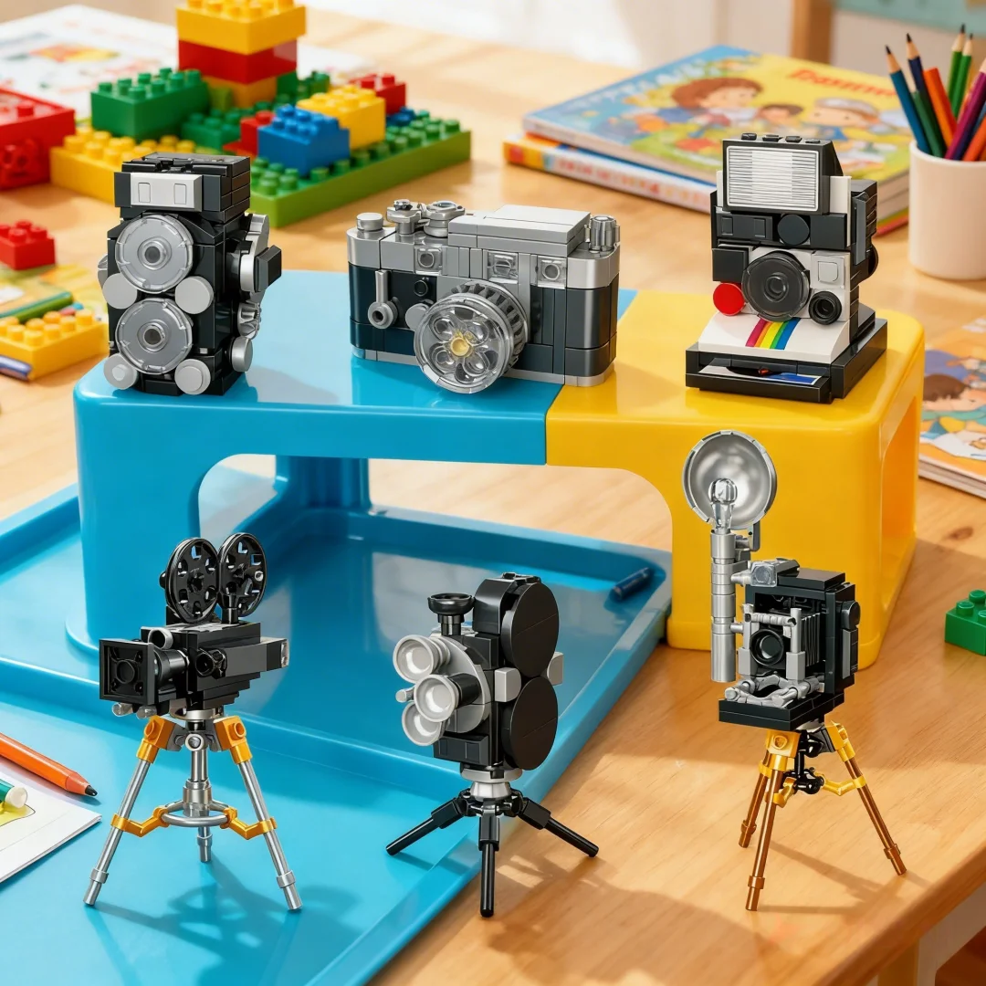 Vintage-Retro-Kamera-Bausteine-Spielzeug – Exquisites Schreibtisch-Dekor-Modell, DIY-Geschenk für Kinder und Erwachsene, Weihnachts- und Geburtstagsgeschenk – Detail 1