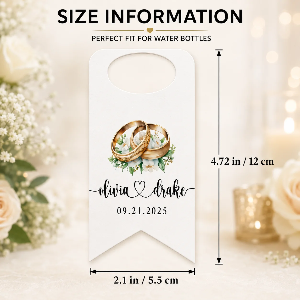Custom Wedding Water Bottle Tags Personalized Name Date Bottle Hanger Labels for Wedding Reception Party Decor Favor Supplies