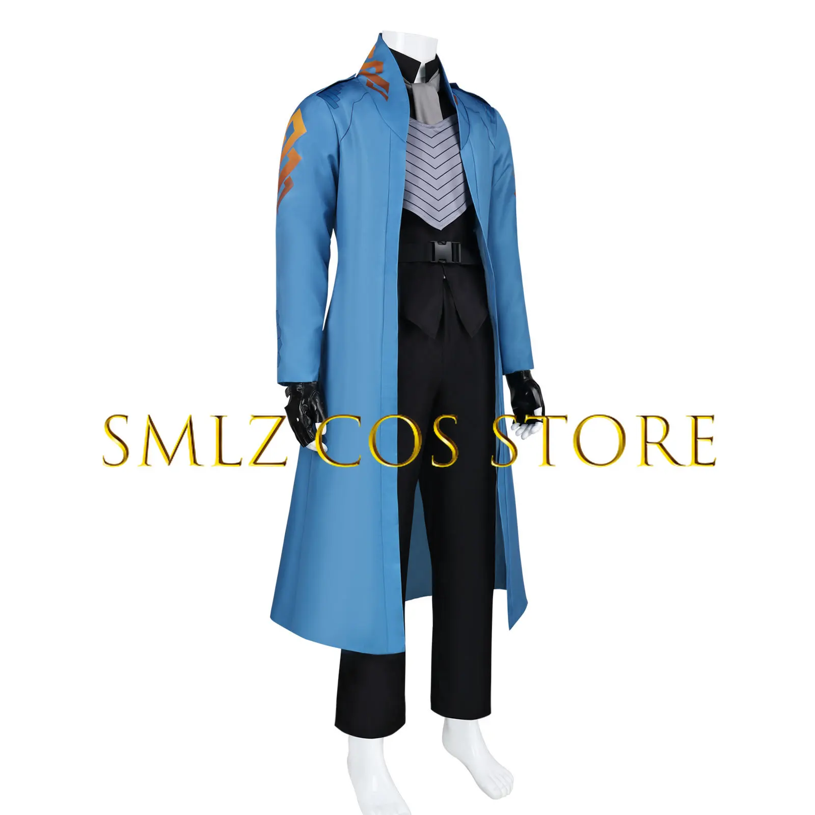Newly Cry 5 Vergil Cosplay Costume Anime Man Dark Slayer Blue Trench Uniform Prop Wig Set Halloween Party Play Outfit view 4