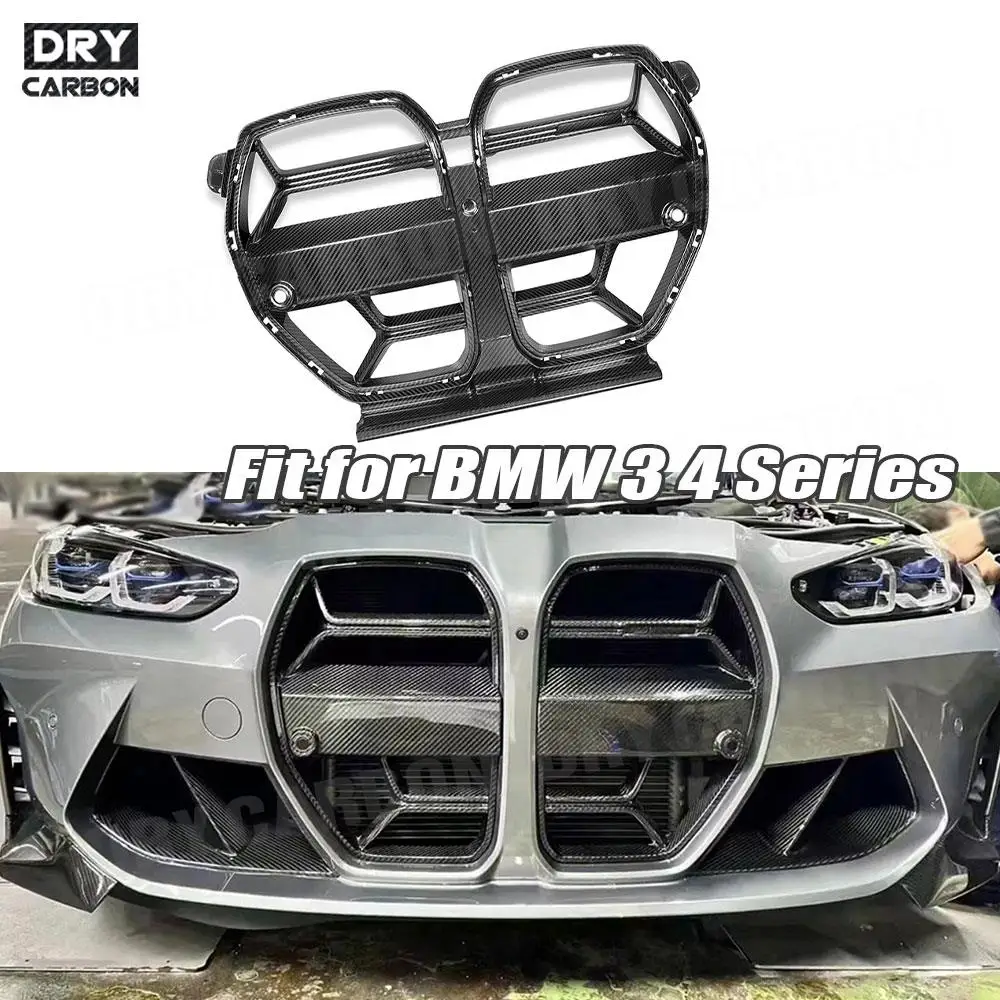 Dry Carbon Fiber Car Front Bumper Grille Front Racing Grille Trim Mesh Without ACC For BMW 2021+ M3 G80 M4 G82 G83