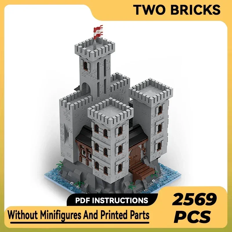 Modelo de fortaleza militar moc tijolos de construção castelo no penhasco tecnologia blocos modulares presentes brinquedos de natal diy conjuntos montagem