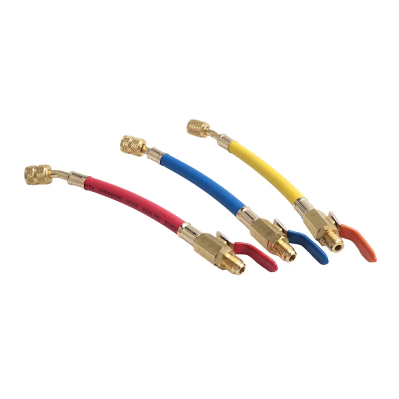 

ABRU-R134A R410 R22 HBA-B03 Набор манометров коллектора PSI Шланг для заправки кондиционера Шланги холодоагента HVAC с деталями шарового клапана