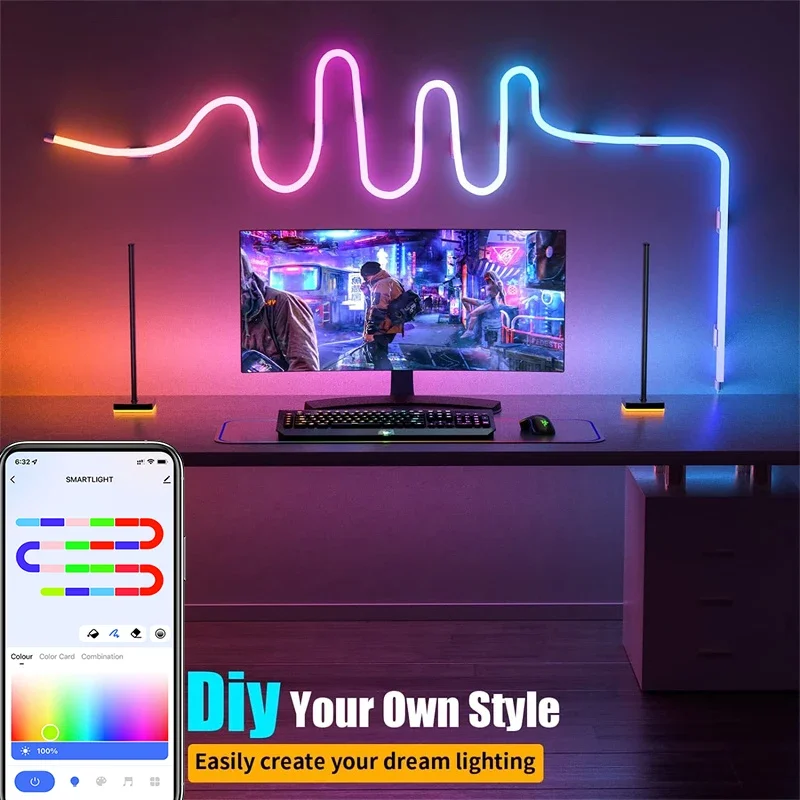 Dreamcolor TUYA RGBIC LED Neon Strip WiFi Smartlife RGBIC Lamp Tape Work with Alexa for Home Deocor Lighting Indoor Led Light