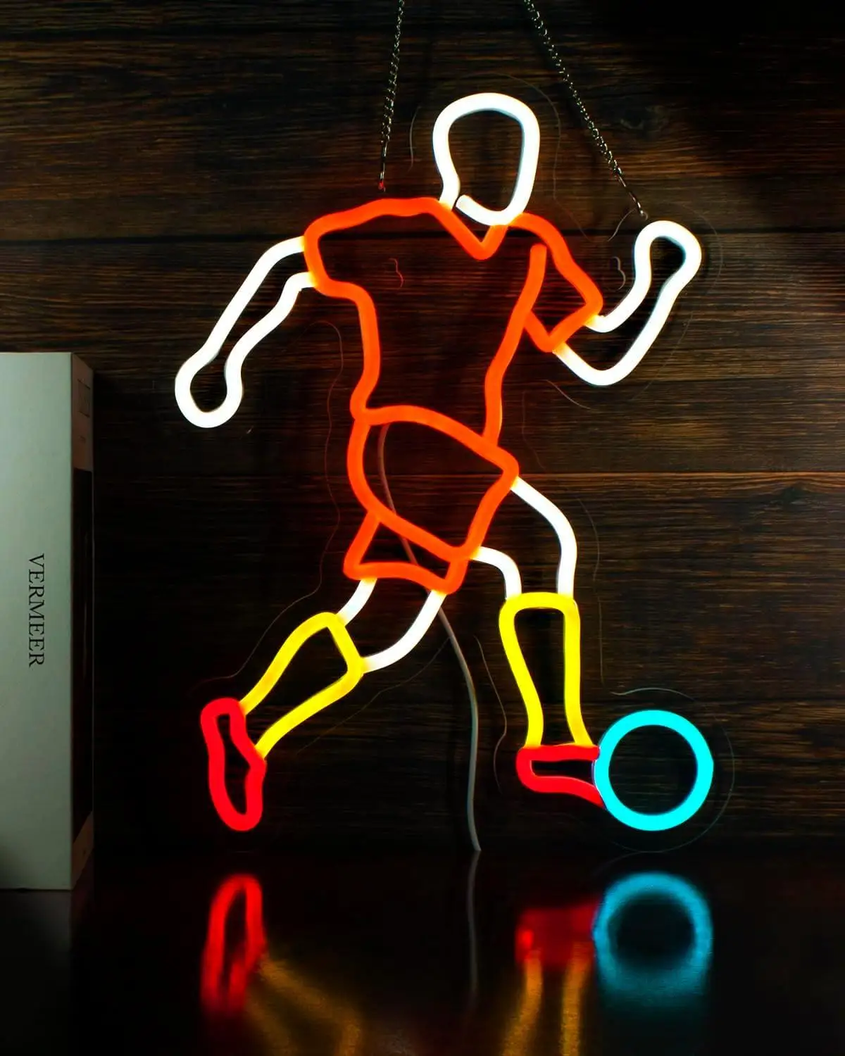 Soccer Player Neon Sign USB Dimmable LED Light for Sport Bedroom Bars Training Room Game Room Lounge Recreation Wall Decor Gifts