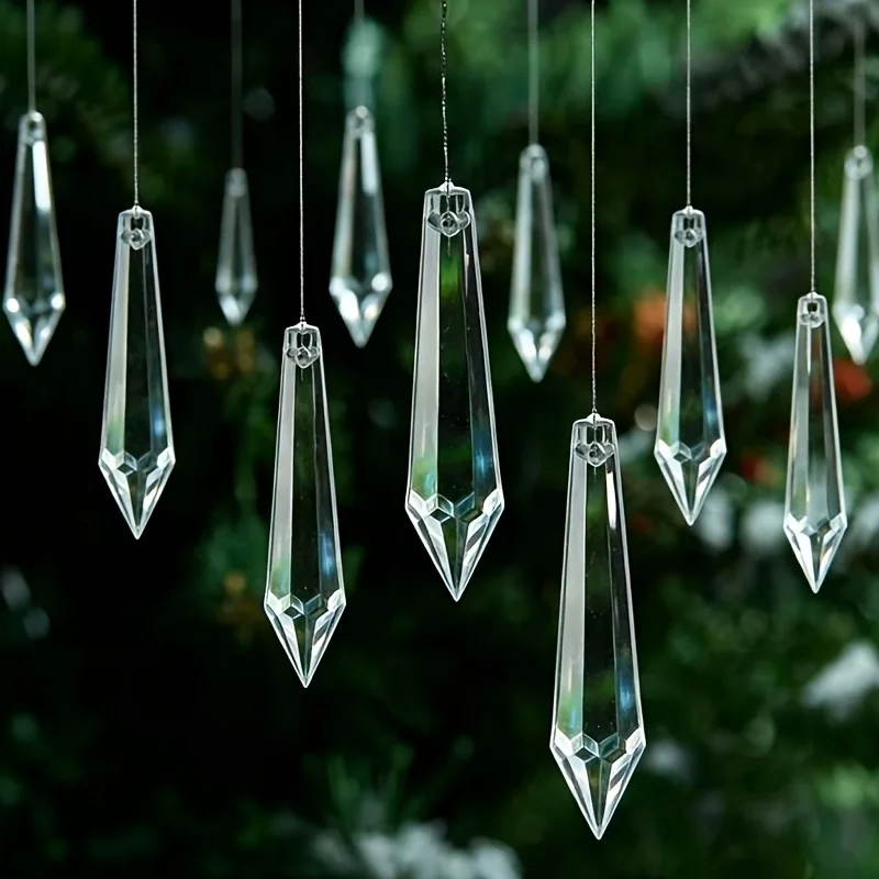 50 transparent large pointed acrylic pendant beads, wedding ceiling hanging beads, hotel auditorium crystal chandelier decorative hanging ball accessories