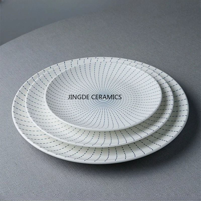 Hotel Ceramic Disc, Round Cold Dish, Chinese Ceramic Tableware, Household Pasta Steak Plates, Dinner Plates, Restaurant Plate