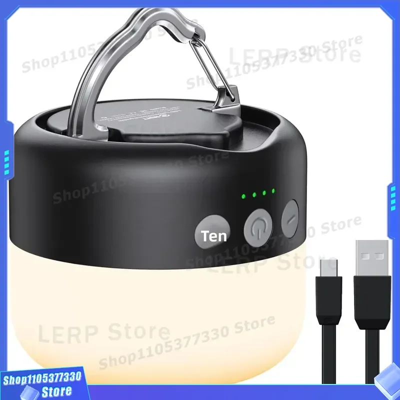 Rechargeable LED Camping Light 1000LM Waterproof Tent Lamp 6700mAh Emergency Hanging Black Outdoor Gear Long Lasting 300H