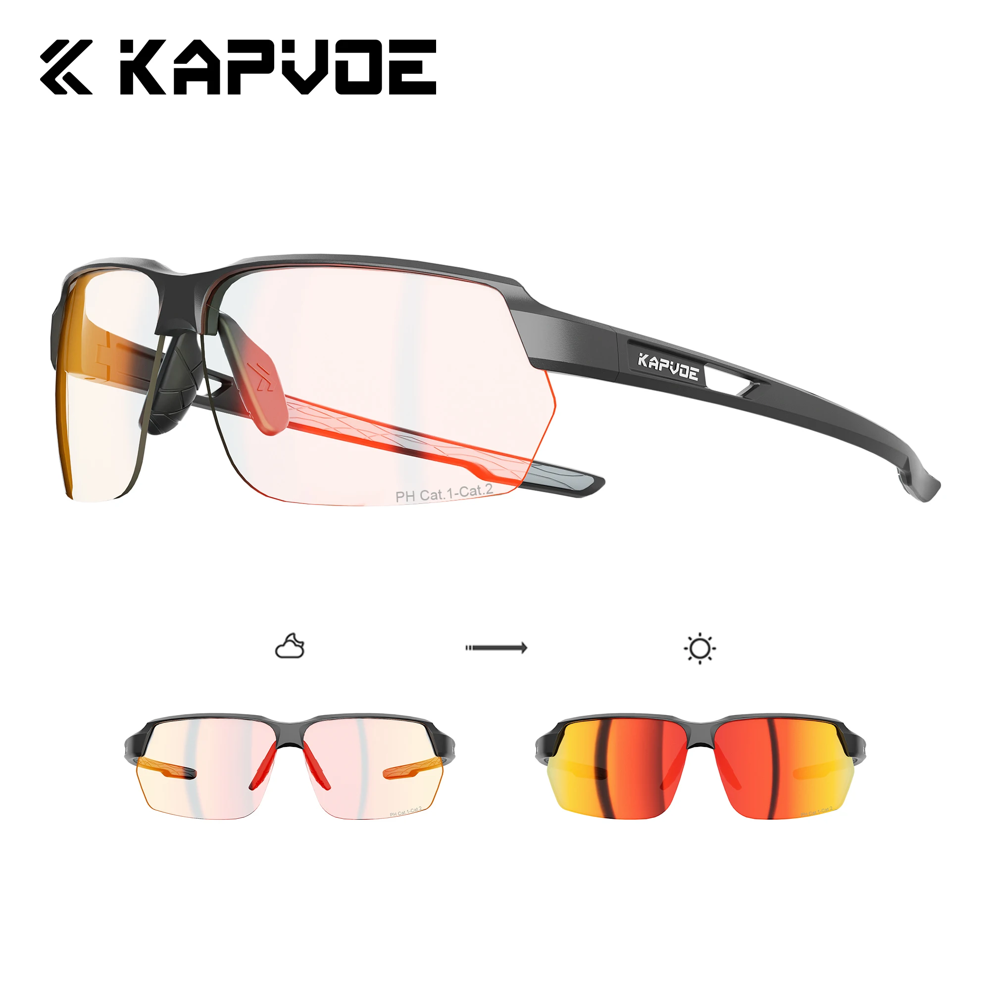 Kapvoe Photochrome Fahrrad-Sonnenbrille für Herren MTB Bike Fahrradbrille Outdoor-Sport Fahrbrille UV400 Schutzbrille 2026