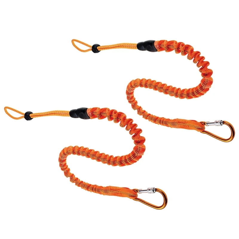 2pcs Nylon Bungee Tether Tool Lanyard With Screw Locking Carabiner Anti-Falling Safety Rope Durable Tool Lanyard